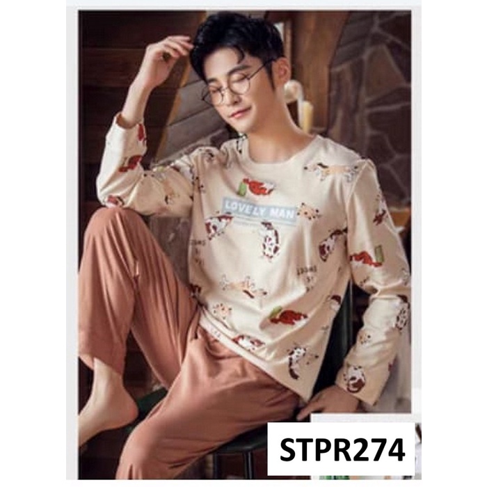 Piyama Pria Baju Tidur Pria Sheep Cream - XL
