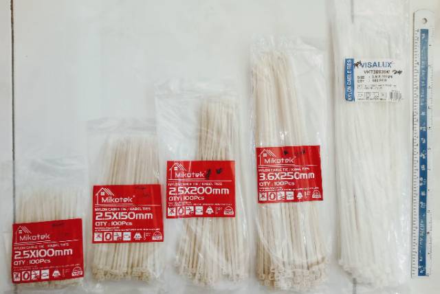 Paket Komplit Kabel Tie / Tis isi 65 pcs,  U: 100-300 warna Random