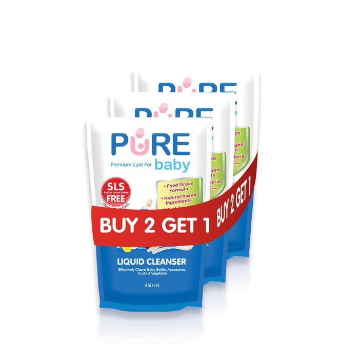 Pure BB Liquid Cleanser Pencuci Botol  450ml Buy 2 Get 1 - PB-LC450B2G1