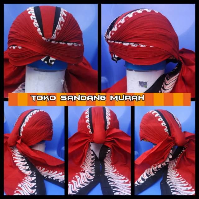 Blangkon Jogja lipat Jawa Timuran Merah / Adat Jawa /Pakaian Tradisional /Surjan Lurik