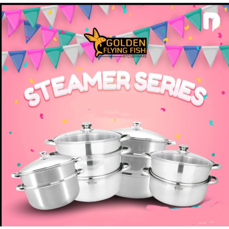 Steamer susun tebal kuat | panci stainless stell golden flying fish | Panci stainless susun
