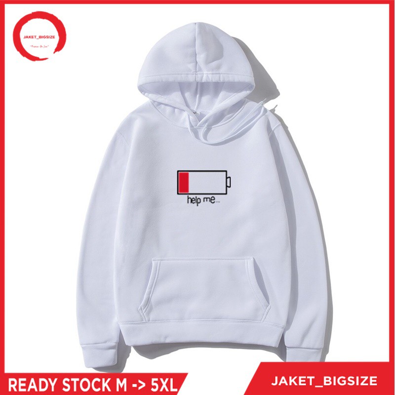 Jaket Hoodie Sweater Oversize HELP ME jumbo bigsize pria wanita ukuran m l xl xxl xxxl xxxxl xxxxxl