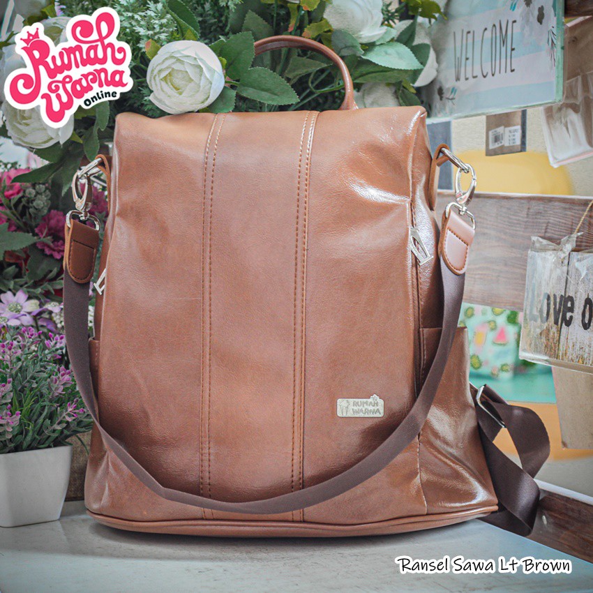Rumah Warna Tas Ransel Tas Netbook/Tablet Size 27 x 13 x 35 cm Sawa Lt Brown