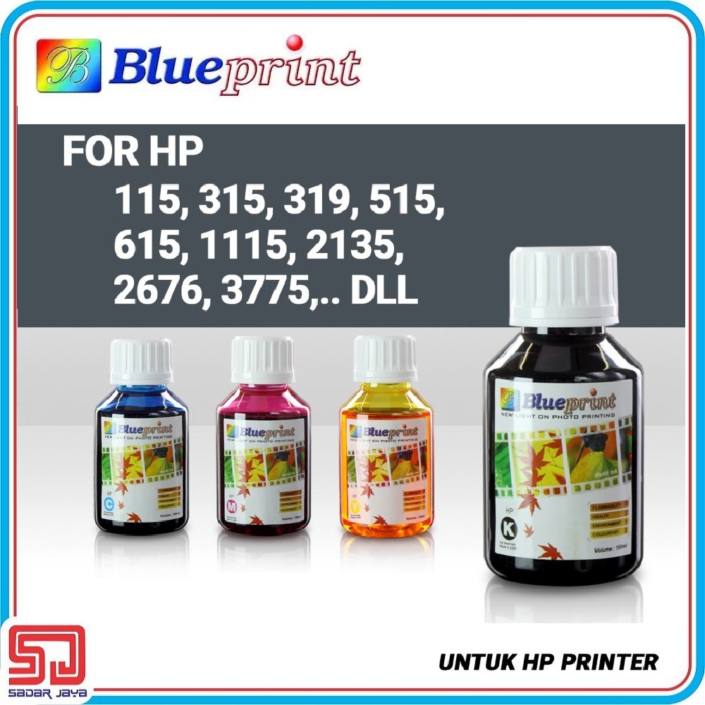 Blueprint Tinta HP 100ml for Tinta Printer HP Inkjet ( Cyan, Magenta, Yellow, Black )