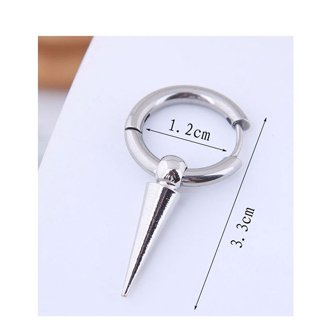 LRC Anting Tusuk Fashion Silver Titanium Steel Rivet Stud Earrings A59352