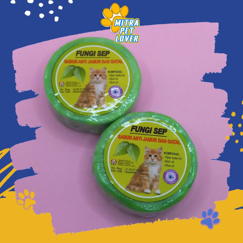 SABUN ANTI JAMUR KUCING - FUNGISEP HERBAL SOAP - ANTI GATAL SCABIES DEMODEX KUDIS EKSIM KORENG KUTU BAKTERI KITTEN FUNGI SEP - MURAH GARANSI KUALITAS ASLI ORIGINAL - PET ANIMAL VETERINARY TAMASINDO OBAT &amp; VITAMIN HEWAN BINATANG PELIHARAAN MITRAPETLOVER