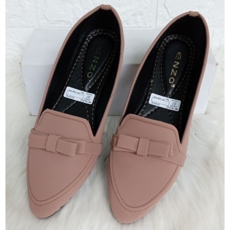 Flatshoes Wanita Sol Karet Pita Sepatu Wanita Terbaru Balet Mocca