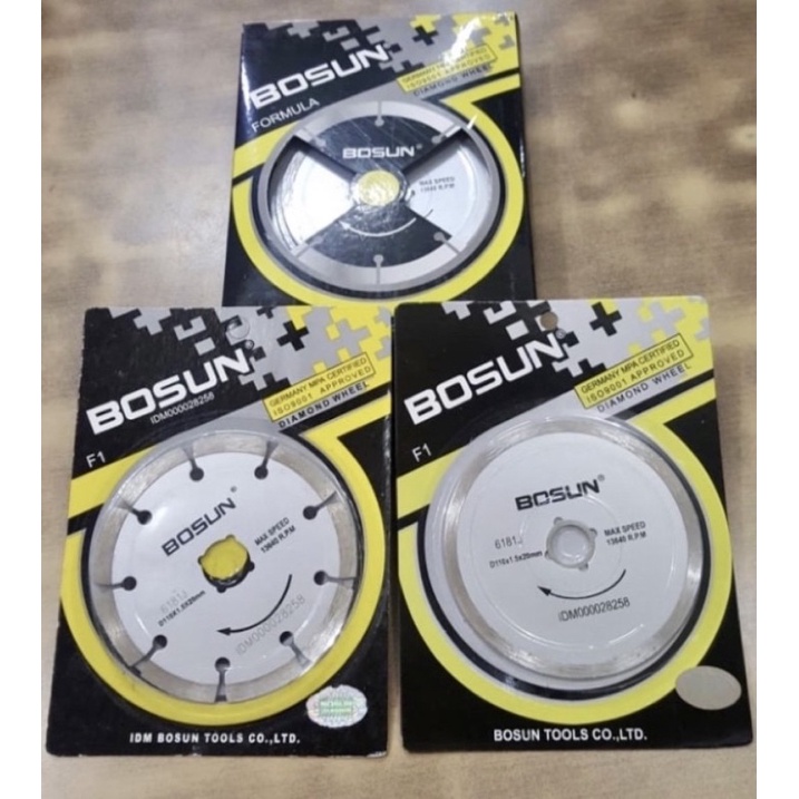 Diamond wheel 4”inci bosun f1  BASAH KERING Mata potong keramik bosun 4"inci abu-abu F1