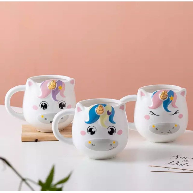 mug cup gelas unicorn kartun impor lucu