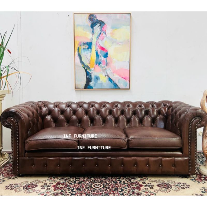 sofa chesterfield super mewah PREMIUM kulit sintetis mewah kulit import