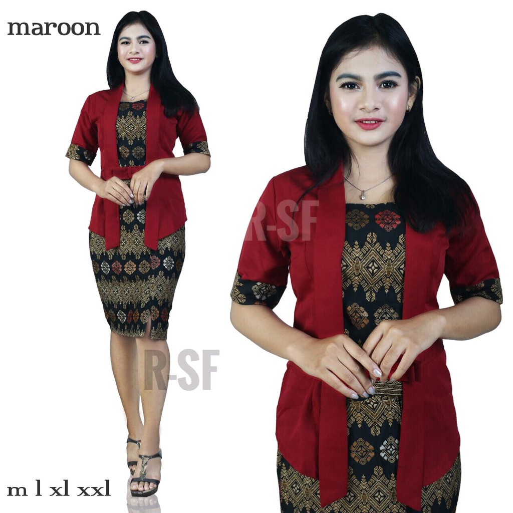 SB Collection Stelan Atasan Kebaya Bintang Blouse Dan Rok Span Pendek Jumbo Batik Wanita