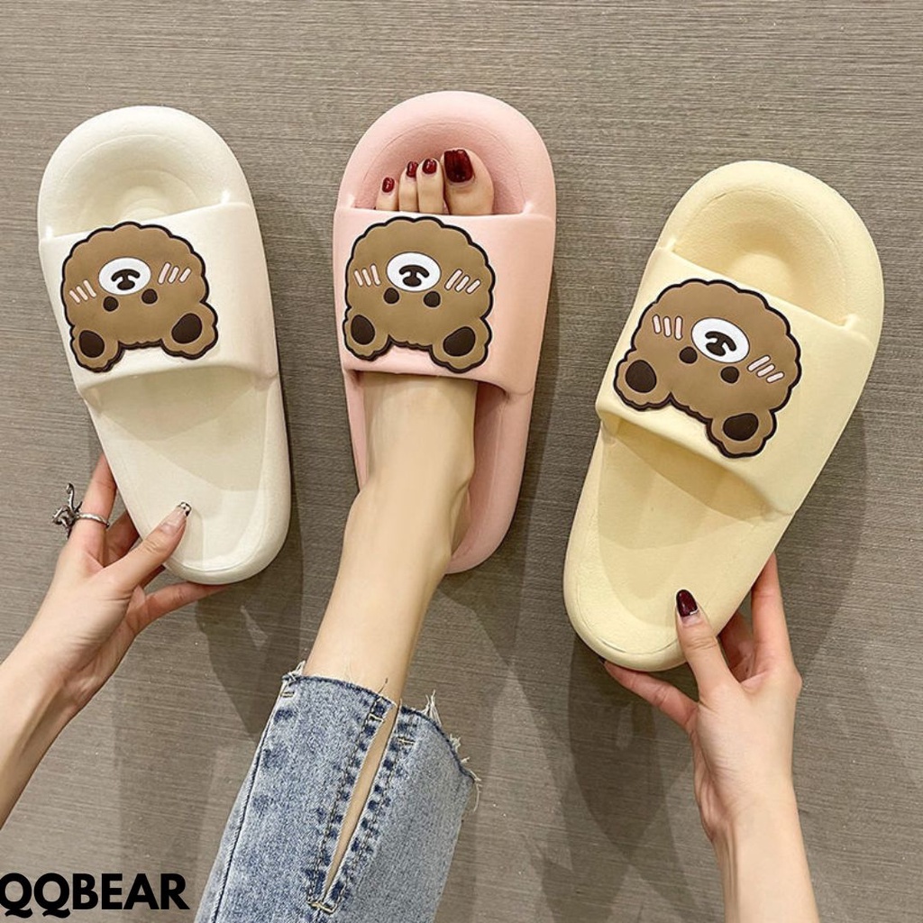 SANDAL SELOP WANITA PRAKTIS DESAIN FEMINIE KAWAII CASUAL HARIAN BAHAN RUBBER IMPORT QQBEAR