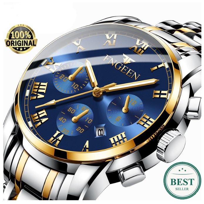 COD✔ Jam Tangan Pria FNGEEN 4006 Luxury Full Steel Sport Quartz Business Waterproof Casual Watch