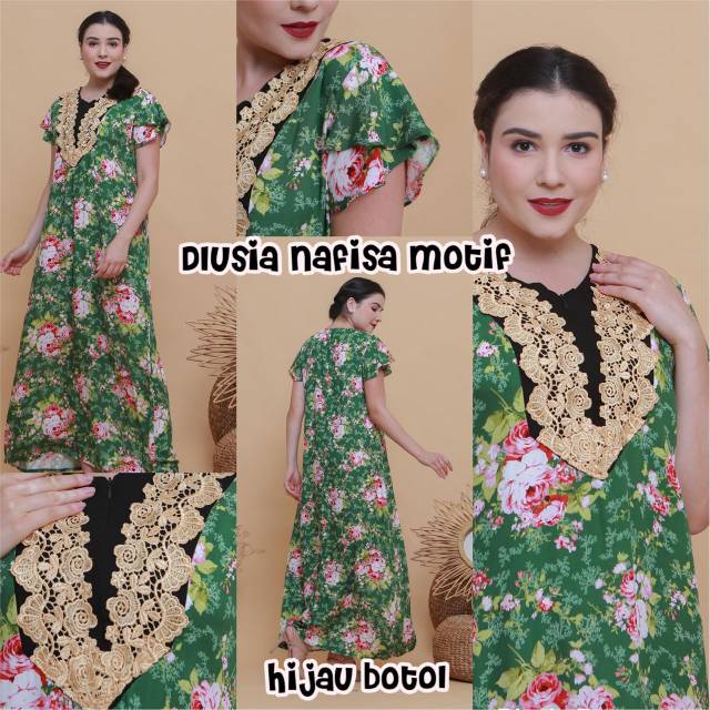 Daster arab DLUSIA NAFISA House Dress Rayon motif Renda import