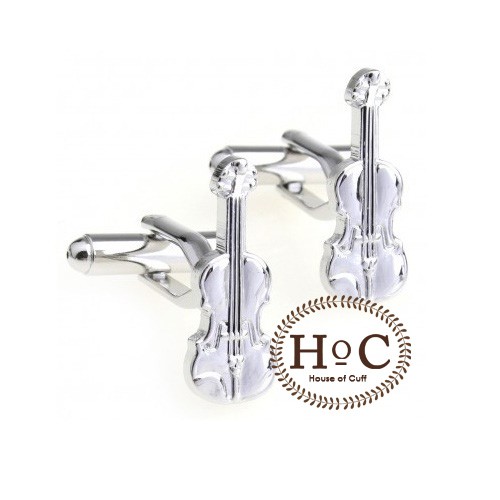 CUFFLINK CUFFLINKS MANSET KANCING KEMEJA FRENCH CUFF SILVER VIOLIN CUFFLINKS