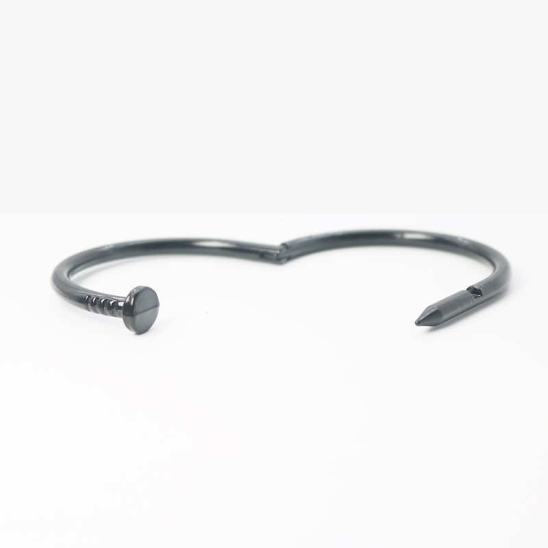 Creative Simple Metal Nail Shape Couple Bracelet/ Trend All-match Opening Bangle/ Valentine's Day Men Women Wrist Jewelry