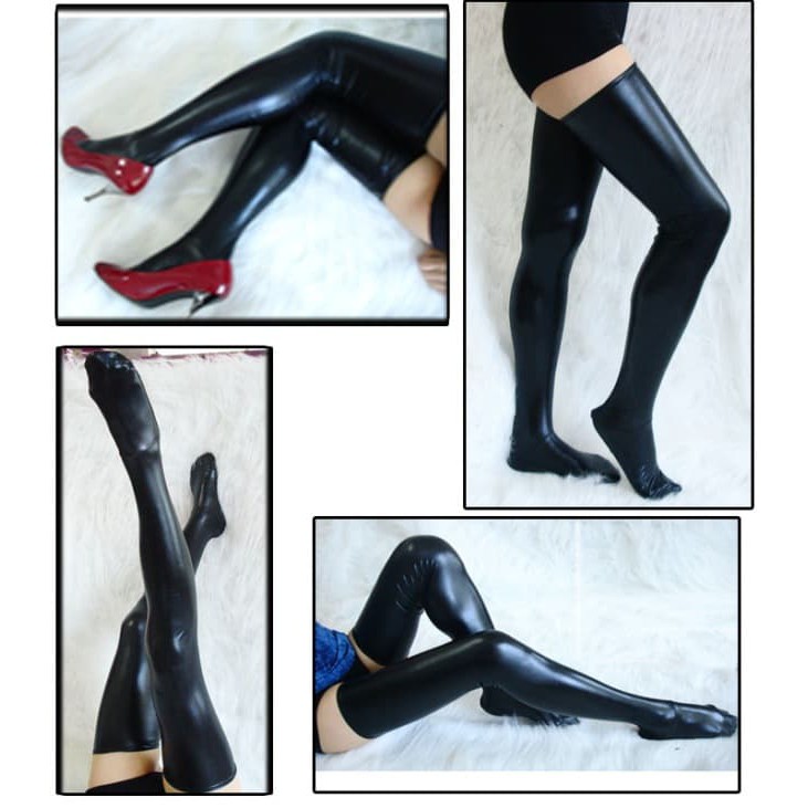 OVERKNEE KAOS KAUS KAKI ATAS LUTUT SEPAHA PU BLACK 01 IMPORT