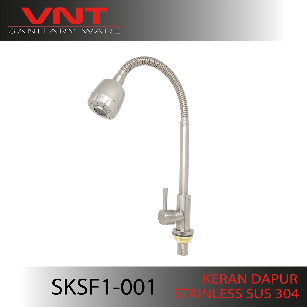 VNT Kran Cuci Piring Stainless SUS304 Flexible Tanam Sink Keran Dapur Leher Angsa Wastafel Fleksibel SKSF1-001