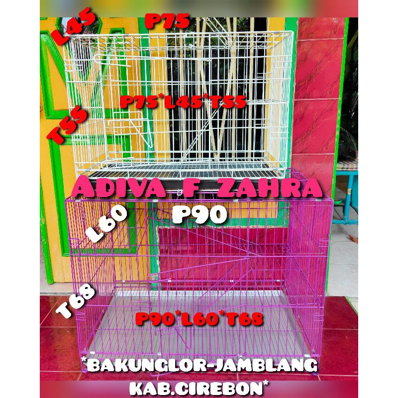 Kandang kucing 90 cm lipat tingkat ada 2 kanan dan kiri ukuran REAL PxLxT 90x60x67