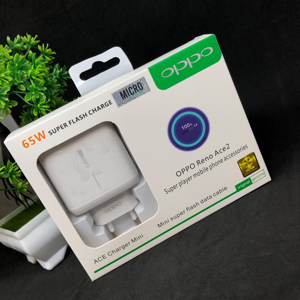 Travel Charger New Oppo Reno Ace 2 Reno 4 pro Find X2 pro Ace 2 Super Vooc 65W - Type C &amp; micro-usb