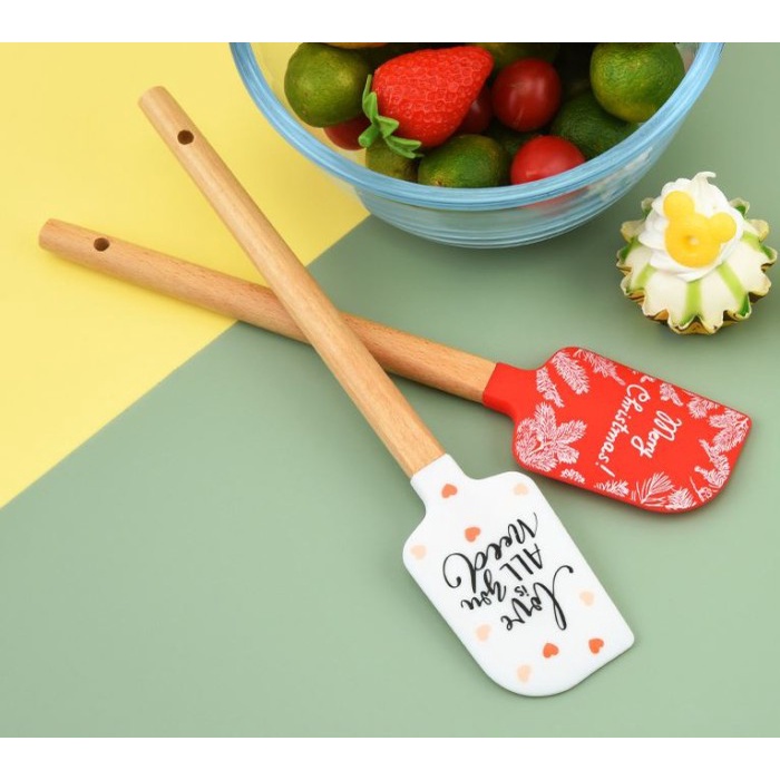 Spatula Silicone Gambar Karakter Print Motif Scraper Tahan Panas