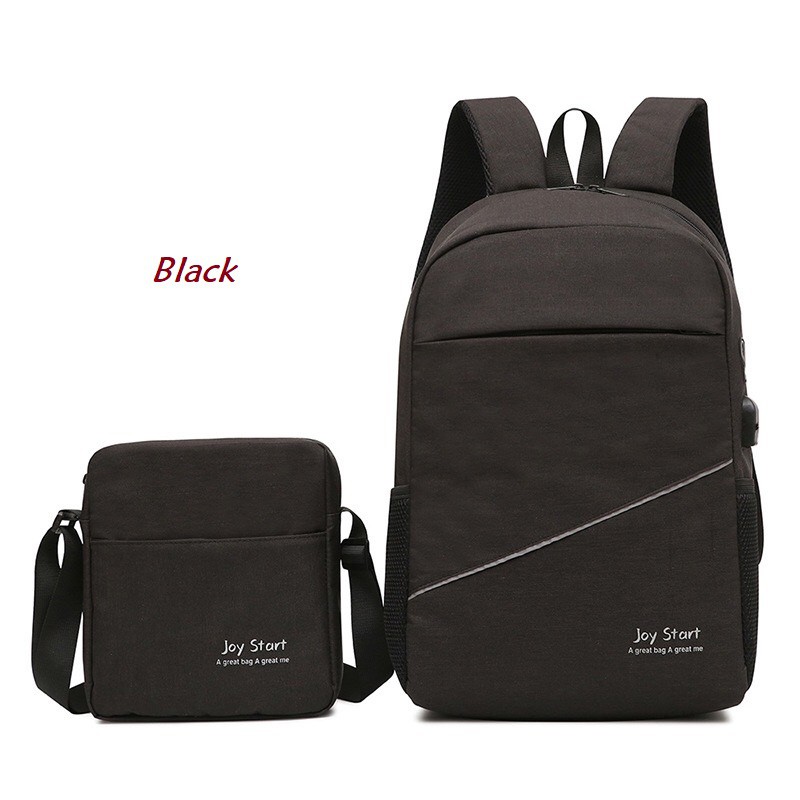 2 in 1 Backpack Laptop USB Port + Tas Selempang Joy Start - BL004