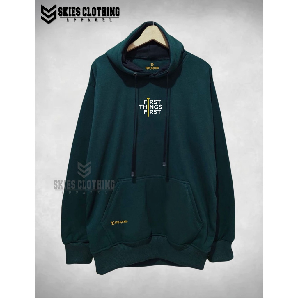 Sweater Hoodie Pria GOOD MORNING Sweter Fleece Pria Bertudung Tangan Panjang