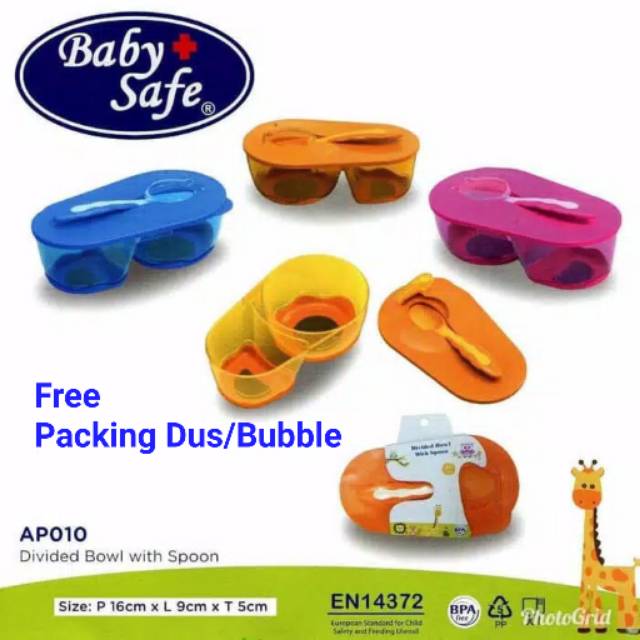 Baby Safe Devided Bowl With spoon mangkok tempat makan mpasi bayi