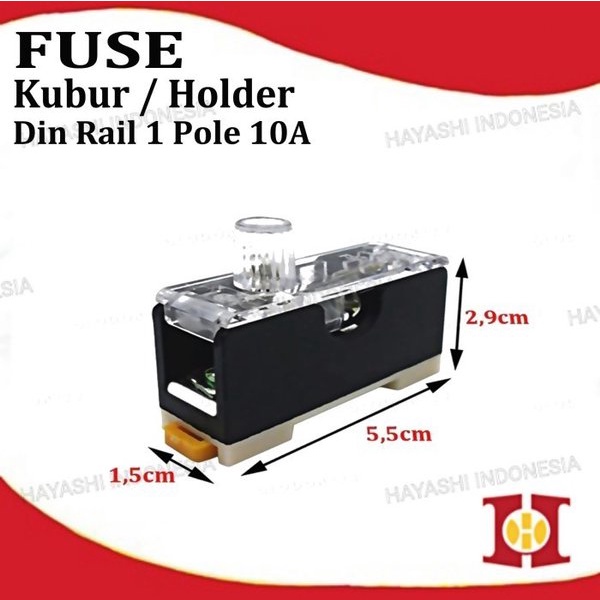 Fuse Holder Kubur Din Rail Tab 1 3 Pole FS 101 103 10A - 5pc