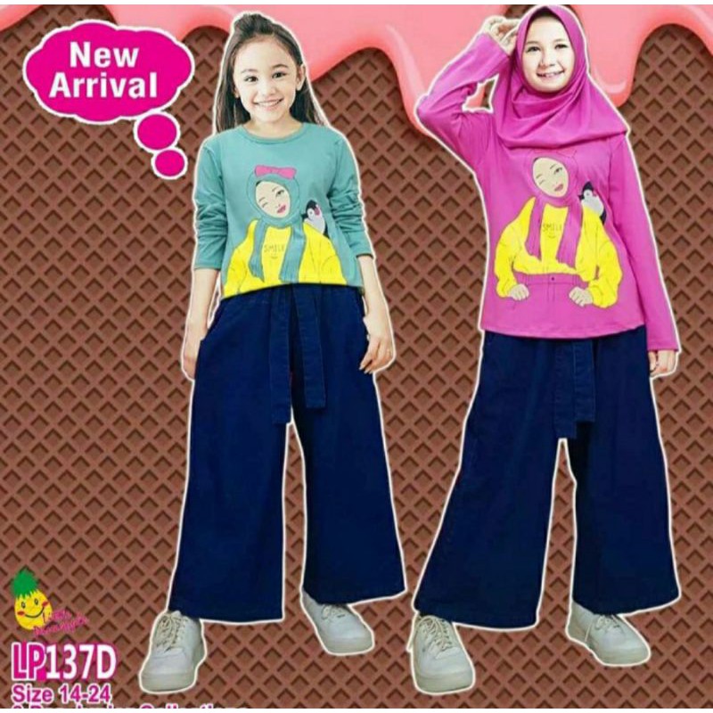 Baju Setelan Anak Perempuan Binar Kulot Denim 8-13 Tahun