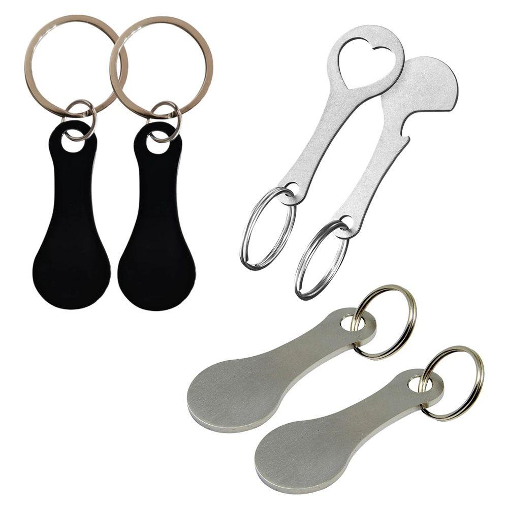 Lanfy Troli Belanja Token Perak Couple Gantungan Kunci Key Ring Stainless Steel Gantungan Kunci Hias