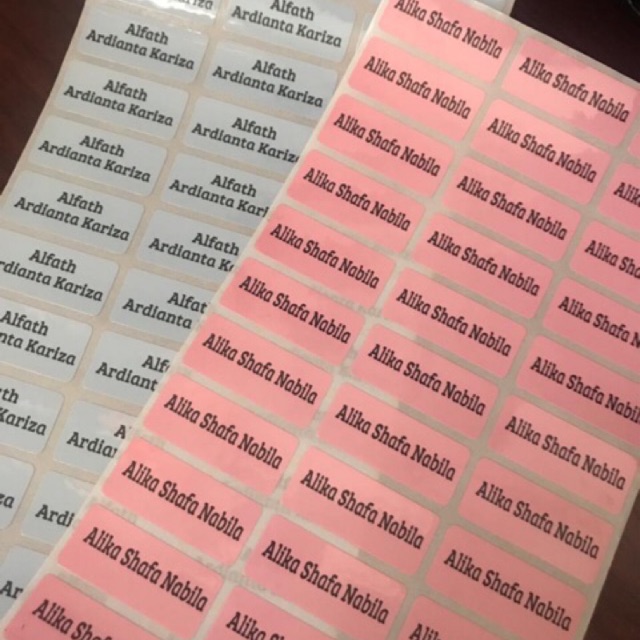 

Stiker Label Nama Name Sticker Waterproof Anti Air Polos Pastel Light Blue Pink Baby Biru