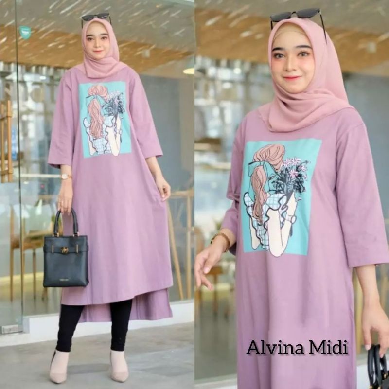 Alvina midi/midi terbaru kekinian/fashion cewek muslimah terlaris bahan combed 24s