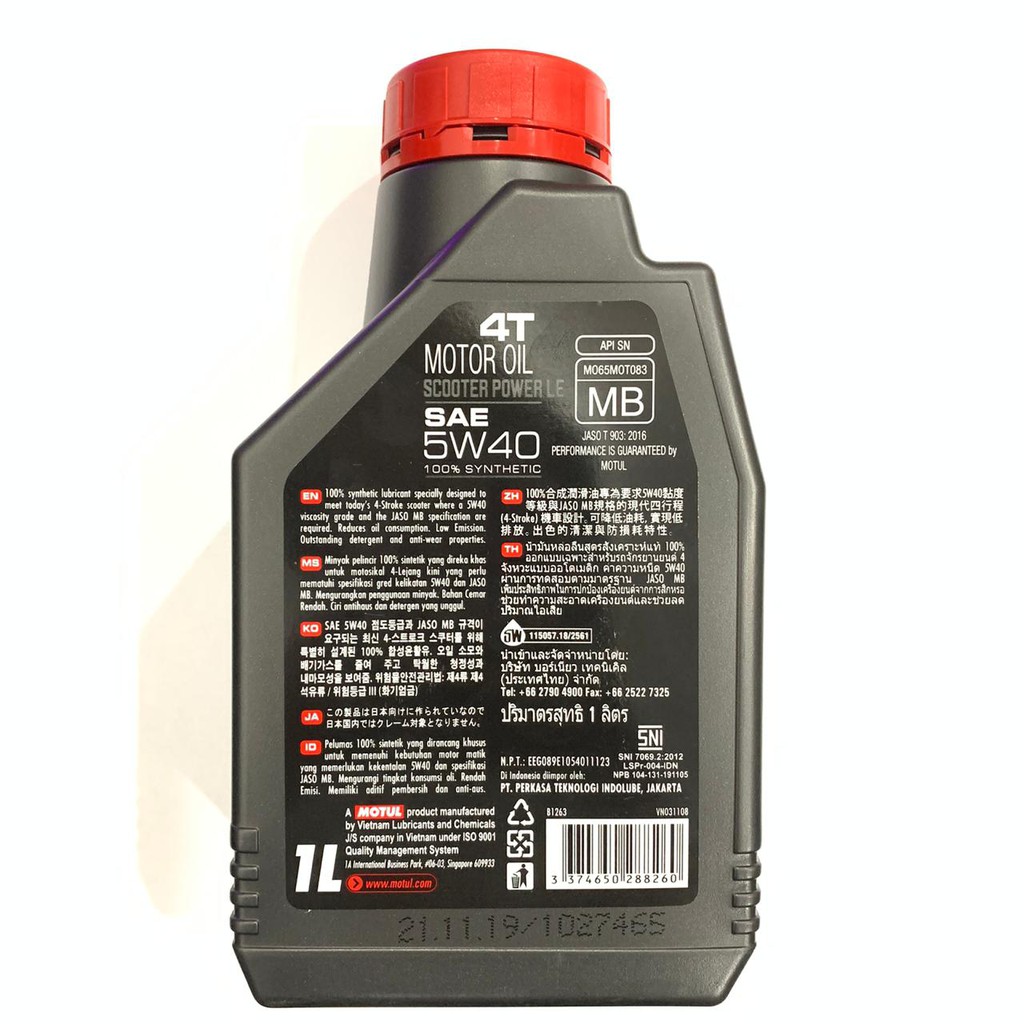 OLI MOTUL MATIC SCOOTER POWER LE 5W40 1LITER ORIGINAL