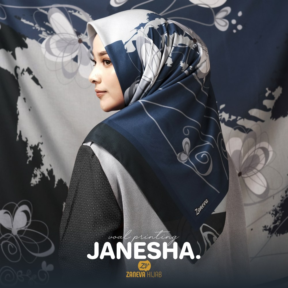 Premium Janesha Voal Printed scarf by Zanevahijab