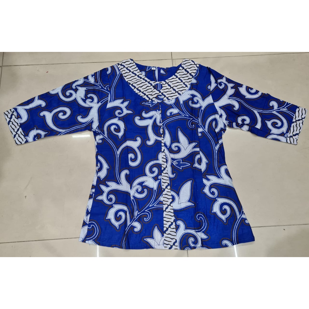 BATIK COUPLE KELUARGA SARIMBIT PASANGAN MUDA AYAH IBU ANAK  PREMIUM FAMILY JUMBO MODERN MURAH KEKINIAN TERBARU BLOUSE BLUS AMETA BIRU CAMISOLA CLOTHING