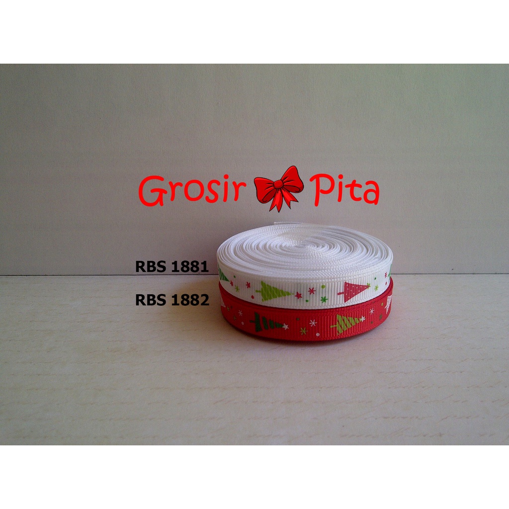 

(25 yard) Pita Grosgrain Motif Natal RBS 1881,1882 | Pita Motif Christmas | Toko Bahan Craft | Grosir Pita