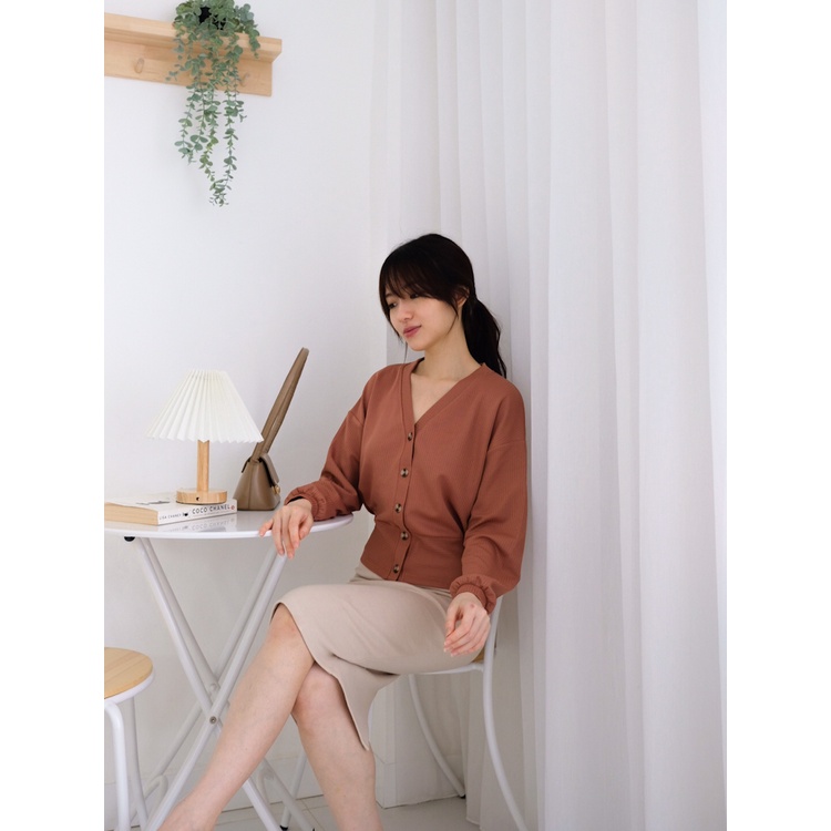 Kadaka T-0412 Blouse Dropneedle Knit Tangan Panjang