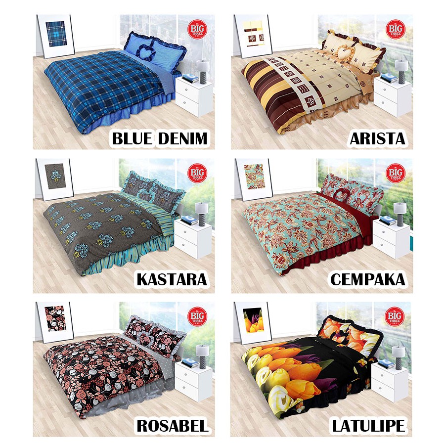 PROMO Bedcover saja CALIFORNIA 200X200 Amore Ayara Mada Zuri Mickey Geo Mirah Milva Madras Flo Geo Mosaic Omera  - KING 180 QUEEN 160 BC