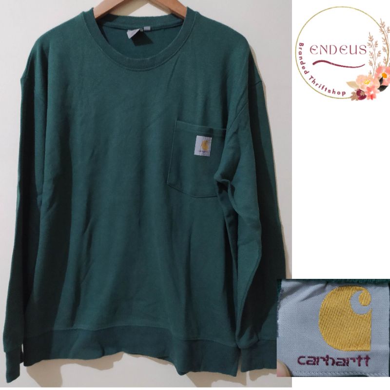 SWEATER POCKET PRIA CARHARTT BIG SIZE XL TO XXL WARNA HIJAU BOTOL MISTY