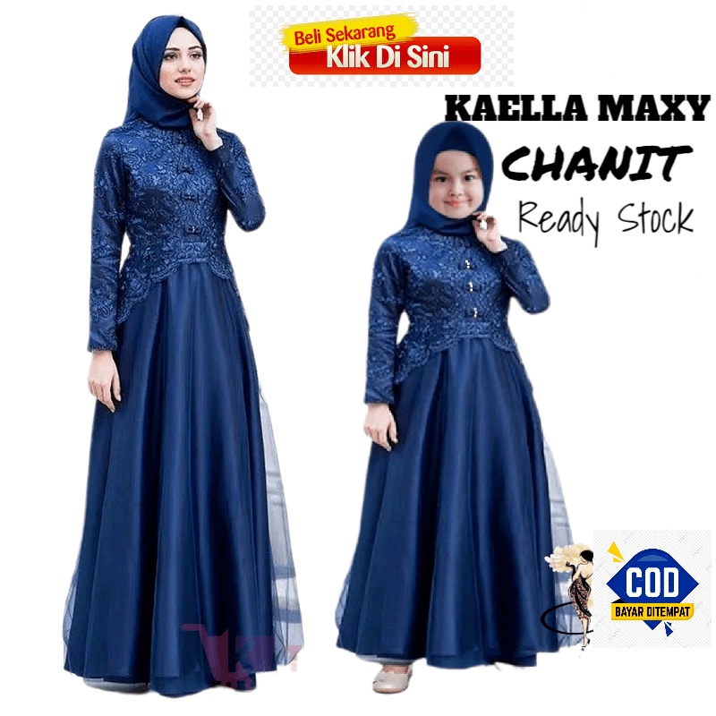 gamis baju couple lebaran keluarga terlaris ramadhan / ibu & anak perempuan Baju Gamis Brokat Kella 