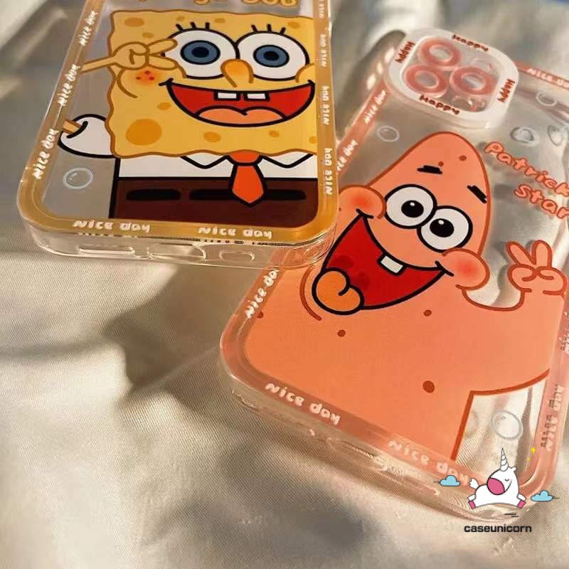 IPHONE Case Ponsel Spon Bob Kartun Kompatibel Untuk Iphone14 13 pro max X XR XS Max6 6s 7 8 plus 11 12 13 pro max SE 2020 Bening Lembut Tpu Lucu Patrick Star Shockproof Back Cover