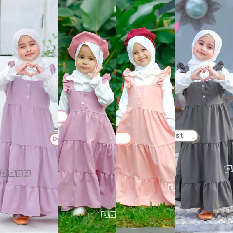 Promo GAMIS ANAK DAULANI GAMIS ANAK PEREMPUAN SHABRINA KOMBINASI RENDA BAHAN JERSEY Elegan