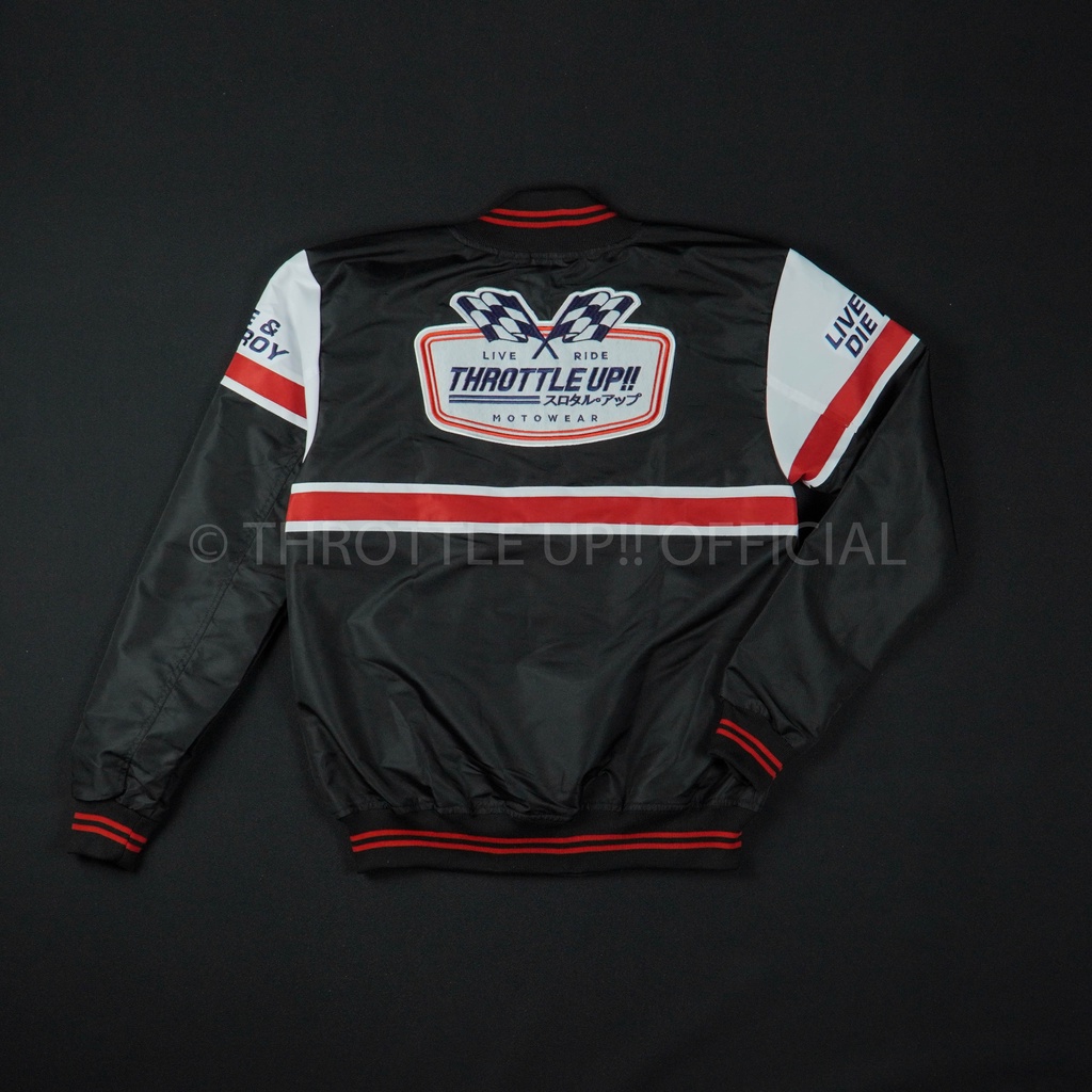 Jaket Speed Legend Varsity White Black - THROTTLE UP!!