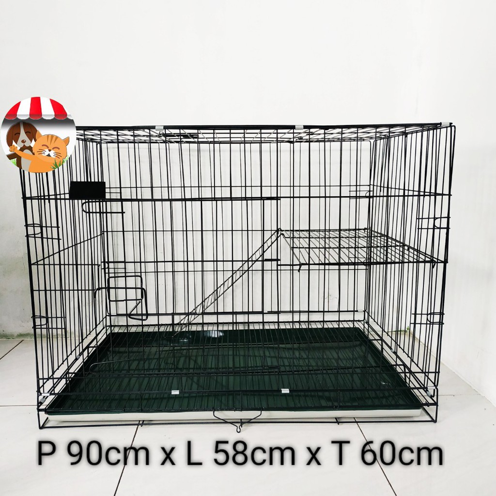 Kandang Kucing Anjing Kelinci 90cm 2 Tingkat - Roda - Kandang Lipat