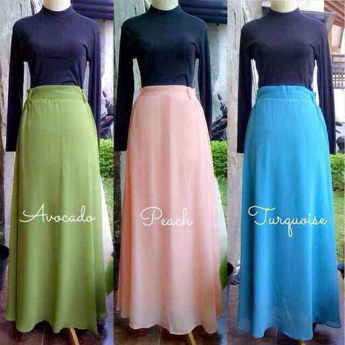 Rok Chiffon Ceruti / Lebar / Rok Panjang Premium