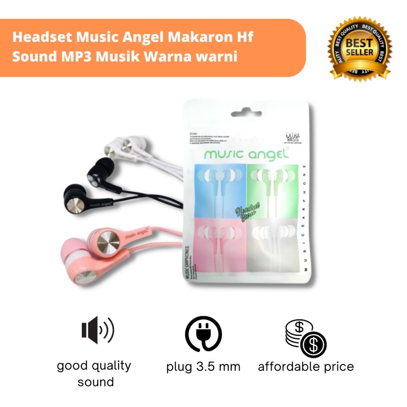 Macaron Headset Music Angel Makaron Hf Warna Warni Mic Sound Earphone Music Bass