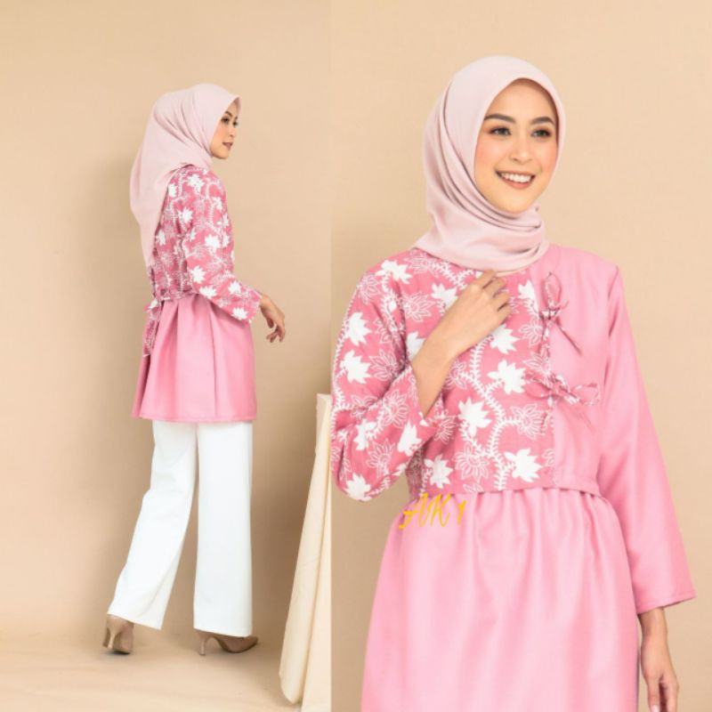 tey-17 Batik wanita ASJ SA HRB026 Kenongo Kemeja Tosca Pendek-4