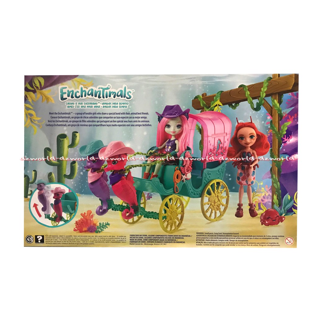 Enchantimals Seahorse Carriage Reina De Las Olas Mainan Boneka Karakter Enchantimal Set