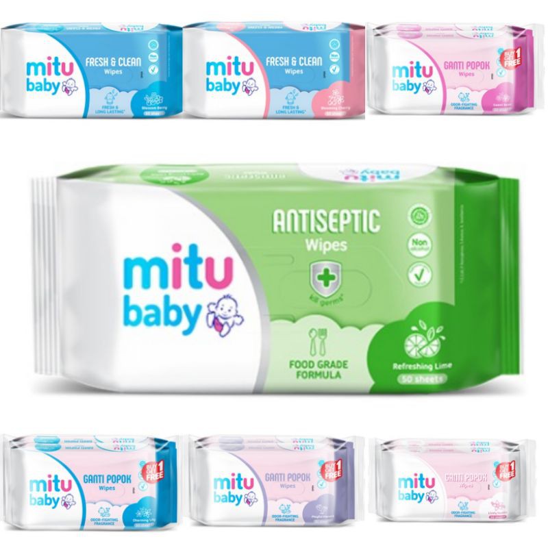 Mitu Baby Wipes Ganti Popok 50's Tissue Basah  [Buy 1 Get 1]